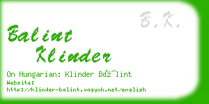 balint klinder business card